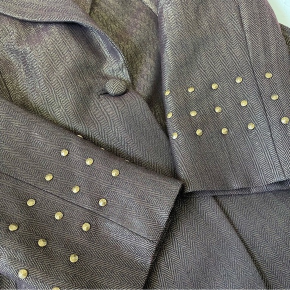 Badgley Mischka Brown Metallic Embellished Beaded Women's Blazer Size 8 - Picture 9 of 12